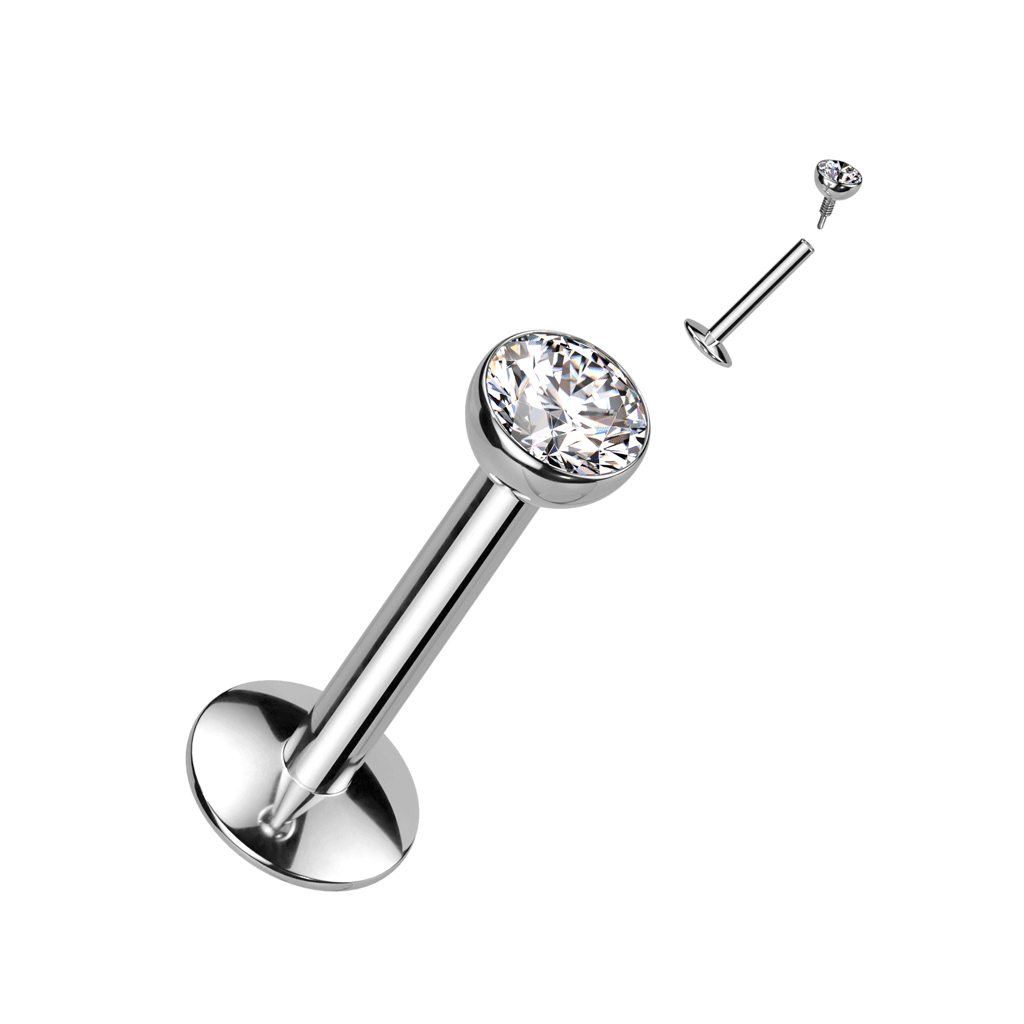 Titanium Flat Back Gem Body Jewellery. Internally Threaded Flat Back Stud. 16g or 18g