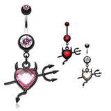 Cupids Lil' Devil Heart Belly Button Ring - Dangling Belly Ring. Navel Rings Australia.