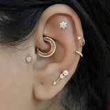 Diamond Flower Earring by Maria Tash in 18K Yellow Gold. Flat Stud. - Earring. Navel Rings Australia.