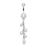 Pearl Acrylic Dangle Belly Rings - Dangling Belly Ring. Navel Rings Australia.