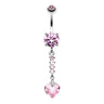 Crystal Heart Journey Navel Bar - Dangling Belly Ring. Navel Rings Australia.