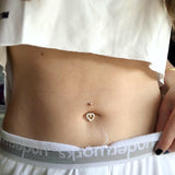 Heart of Gold Belly Bar in in 14K White Gold - Fixed (non-dangle) Belly Bar. Navel Rings Australia.