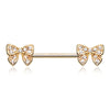 Bow-Tie Nipple Barbell Ring in Gold