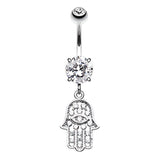 Glittered Micro Hamsa Belly Dangle - Dangling Belly Ring. Navel Rings Australia.