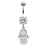 Glittered Micro Hamsa Belly Dangle - Dangling Belly Ring. Navel Rings Australia.