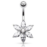The Classic Daisy Belly Bar - Fixed (non-dangle) Belly Bar. Navel Rings Australia.