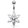 The Classic Daisy Belly Bar - Fixed (non-dangle) Belly Bar. Navel Rings Australia.