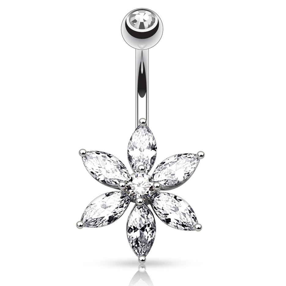 The Classic Daisy Belly Bar - Fixed (non-dangle) Belly Bar. Navel Rings Australia.