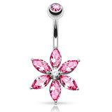 The Classic Daisy Belly Bar - Fixed (non-dangle) Belly Bar. Navel Rings Australia.