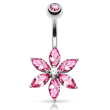 The Classic Daisy Belly Bar - Fixed (non-dangle) Belly Bar. Navel Rings Australia.