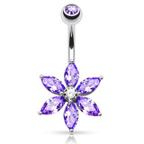 The Classic Daisy Belly Bar - Fixed (non-dangle) Belly Bar. Navel Rings Australia.