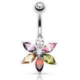 The Classic Daisy Belly Bar - Fixed (non-dangle) Belly Bar. Navel Rings Australia.