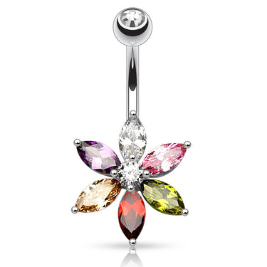 The Classic Daisy Belly Bar - Fixed (non-dangle) Belly Bar. Navel Rings Australia.