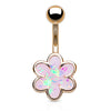 Illuminated Opal Daisy Belly Ring with Rose Gold Plating