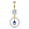 Purple Rain Belly Dangle with Gold Plating