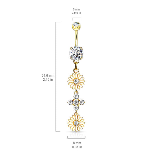 Uniting Daisy Chain Belly Ring - Dangling Belly Ring. Navel Rings Australia.