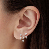 Scallop Set Round Diamond and Pear Trinity Orbital Earring by Maria Tash in Rose Gold