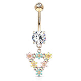Trinity Matrix Triangle Belly Dangle with Rose Gold Plating - Dangling Belly Ring. Navel Rings Australia.