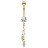 Dia Dangle Belly Ring in 14K Yellow Gold
