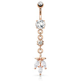 Jungle Journey Belly Bar with Rose Gold Plating - Dangling Belly Ring. Navel Rings Australia.
