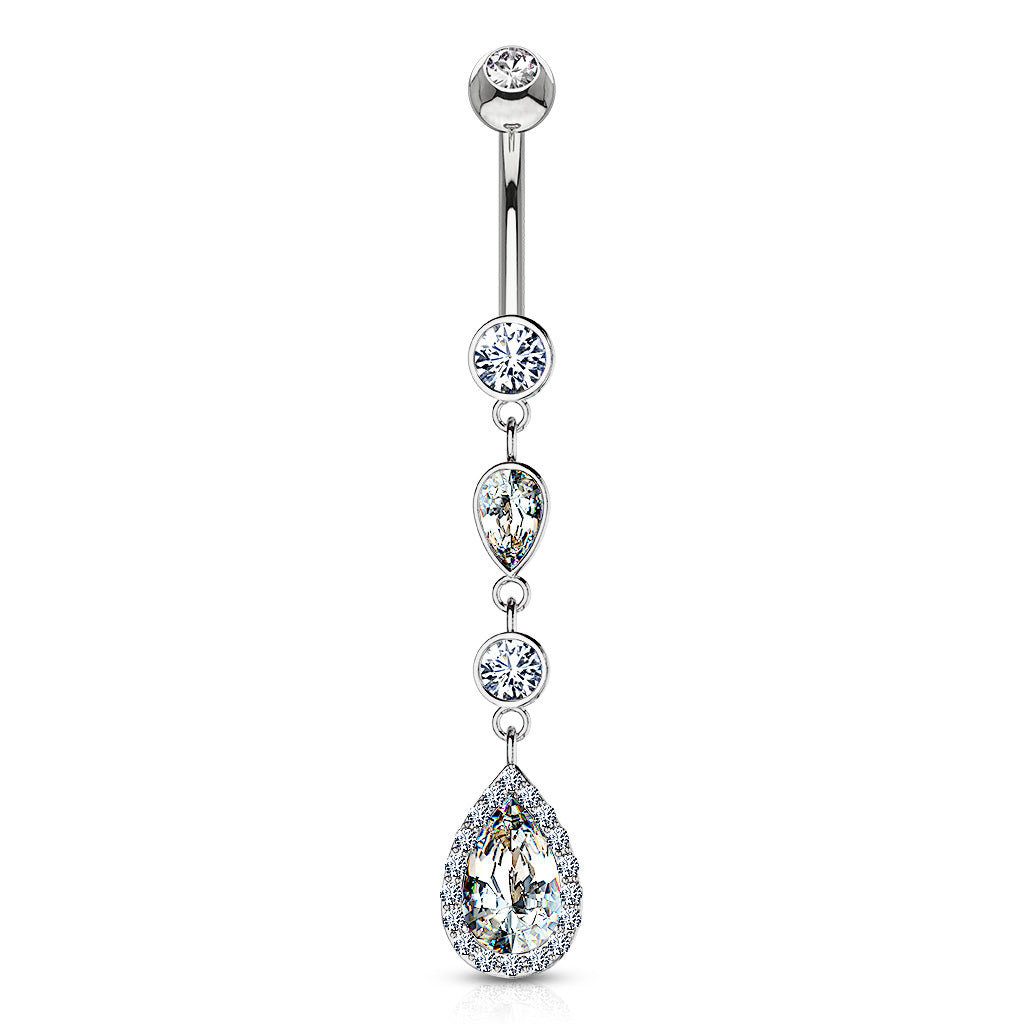 Journey Navel Ring in 14K White Gold - Dangling Belly Ring. Navel Rings Australia.