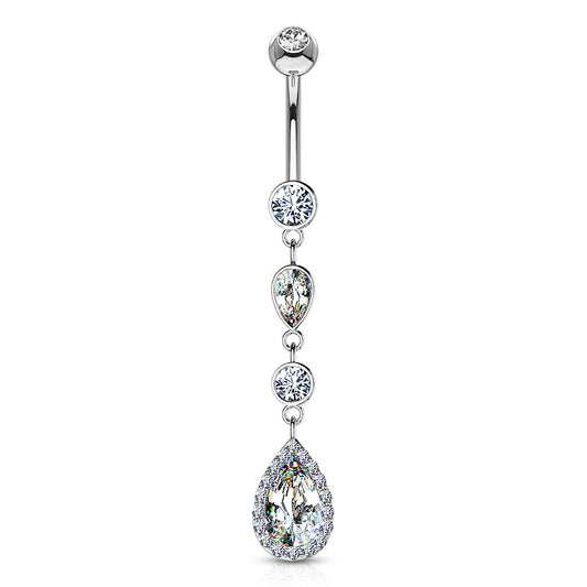Journey Navel Ring in 14K White Gold - Dangling Belly Ring. Navel Rings Australia.