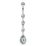 Journey Navel Ring in 14K White Gold - Dangling Belly Ring. Navel Rings Australia.
