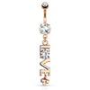 LOVE Message Belly Dangle with Rose Gold Plating