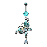Midnight Jewel Butterfly Belly Ring - Dangling Belly Ring. Navel Rings Australia.