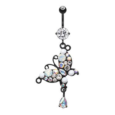 Midnight Jewel Butterfly Belly Ring - Dangling Belly Ring. Navel Rings Australia.