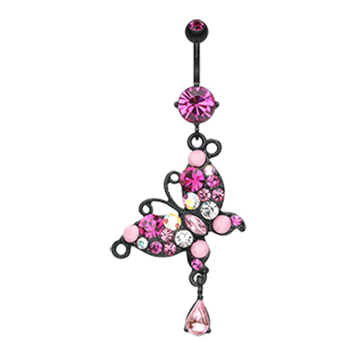 Midnight Jewel Butterfly Belly Ring - Dangling Belly Ring. Navel Rings Australia.