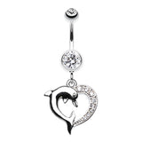 Marine Lovers Dolphin Dangly Belly Ring - Dangling Belly Ring. Navel Rings Australia.