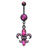 Blackline Fleur De Lis Belly Button Bar - Dangling Belly Ring. Navel Rings Australia.
