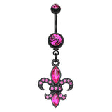 Blackline Fleur De Lis Belly Button Bar - Dangling Belly Ring. Navel Rings Australia.