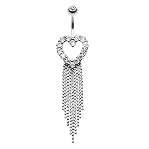 Falling For You Heart Navel Piercing Bar - Dangling Belly Ring. Navel Rings Australia.
