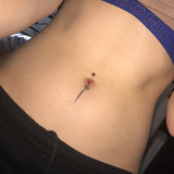 L'amour Duo Heart Chain Belly Dangle - Dangling Belly Ring. Navel Rings Australia.
