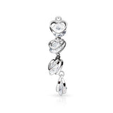 Collapsing Hearts Belly Bar - Dangling Belly Ring. Navel Rings Australia.