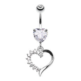Jack n Sally's Heart Belly Bar - Dangling Belly Ring. Navel Rings Australia.