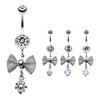 Mesh Bow Dangly Belly Bar