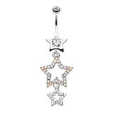 Star Show Ground Belly Dangle - Dangling Belly Ring. Navel Rings Australia.