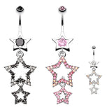 Star Show Ground Belly Dangle - Dangling Belly Ring. Navel Rings Australia.