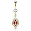 Ruby Tears Belly Dangle with Gold Plating
