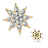 Internally Threaded Crystal Paved Star Replacement Ball in 14k Yellow Gold