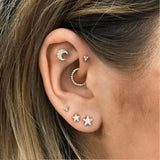 Diamond Moon Earstud by Maria Tash in 18K Rose Gold. Butterfly Stud. - Earring. Navel Rings Australia.