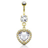 Heart Full of Love in 14K Yellow Gold - Dangling Belly Ring. Navel Rings Australia.