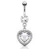 Heart Full of Love Belly Ring in 14K White