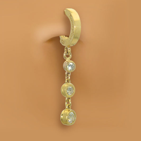 TummyToys® 14K Yellow Gold Diamond Journey Belly Piercing - TummyToys® Patented Clasp. Navel Rings Australia.