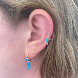Triple Long Turquoise Spike Diamond Eternity Hoop Earring by Maria Tash in Rose Gold