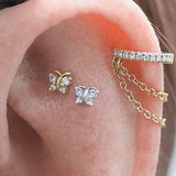 Diamond Butterfly Earring by Maria Tash in 18K White Gold. Flat Stud. - Earring. Navel Rings Australia.