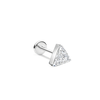 Invisible Set Triangle Diamond Threaded Stud Earring by Maria Tash in 18K White Gold. Flat Stud.